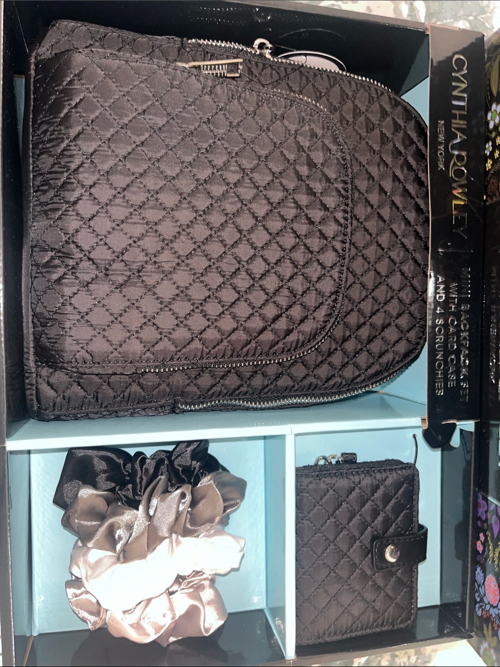 Cynthia Rowley Quilted Black Backpack Crossbody Set